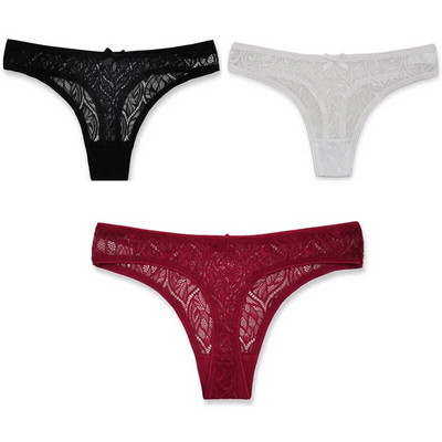 3PCS/Set Seksi mrežaste šuplje gaćice sa žicom Žensko donje rublje Žensko prozirno jednobojno tange niskog struka Prozračno donje rublje