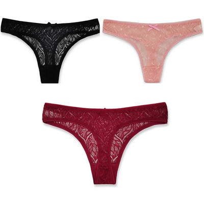 3PCS/Set Seksi mrežaste šuplje gaćice sa žicom Žensko donje rublje Žensko prozirno jednobojno tange niskog struka Prozračno donje rublje