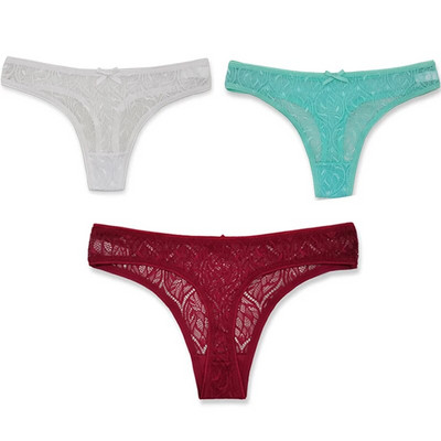 3PCS/Set Seksi mrežaste šuplje gaćice sa žicom Žensko donje rublje Žensko prozirno jednobojno tange niskog struka Prozračno donje rublje