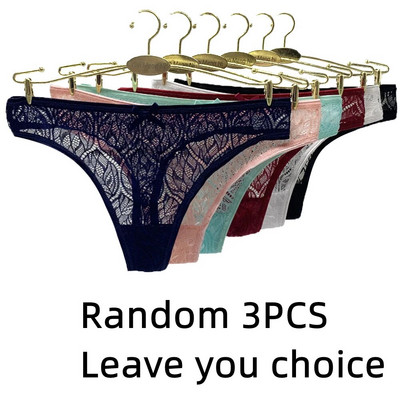 3PCS/Set Seksi mrežaste šuplje gaćice sa žicom Žensko donje rublje Žensko prozirno jednobojno tange niskog struka Prozračno donje rublje