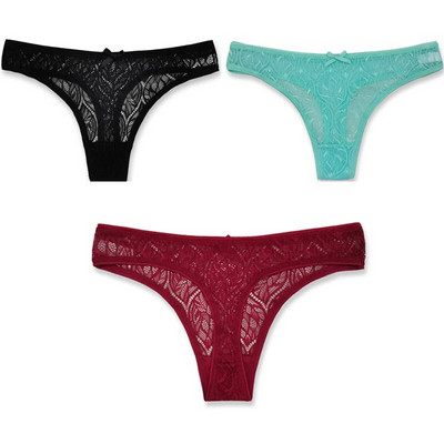 3PCS/Set Seksi mrežaste šuplje gaćice sa žicom Žensko donje rublje Žensko prozirno jednobojno tange niskog struka Prozračno donje rublje