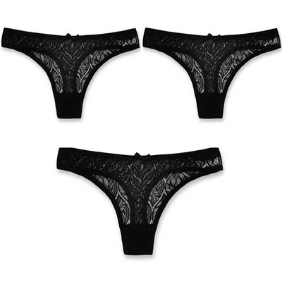3PCS/Set Seksi mrežaste šuplje gaćice sa žicom Žensko donje rublje Žensko prozirno jednobojno tange niskog struka Prozračno donje rublje