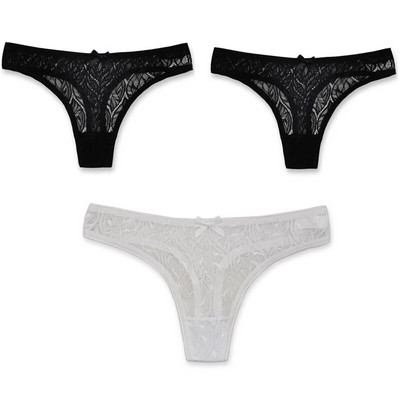 3PCS/Set Seksi mrežaste šuplje gaćice sa žicom Žensko donje rublje Žensko prozirno jednobojno tange niskog struka Prozračno donje rublje