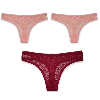3PCS/Set Seksi mrežaste šuplje gaćice sa žicom Žensko donje rublje Žensko prozirno jednobojno tange niskog struka Prozračno donje rublje