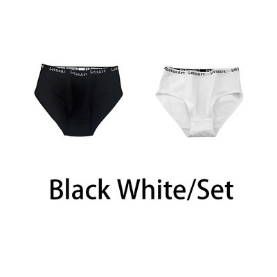 2PCS/Set Ženske pamučne jednobojne gaćice Seksi donje rublje velikih veličina Letter donje rublje Visoki struk Udobne gaćice