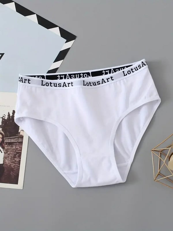 2PCS/Set Ženske pamučne jednobojne gaćice Seksi donje rublje velikih veličina Letter donje rublje Visoki struk Udobne gaćice