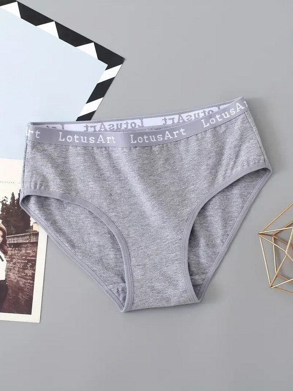 2PCS/Set Ženske pamučne jednobojne gaćice Seksi donje rublje velikih veličina Letter donje rublje Visoki struk Udobne gaćice