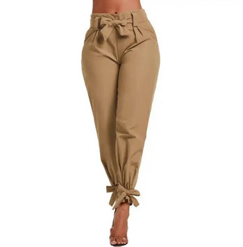 Καλοκαιρινό νέο προϊόν νέο μονόχρωμο μέσης φαρδύ παντελόνι γυναικείο casual παντελόνι + ζώνη