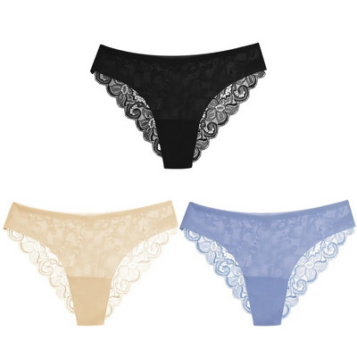 TrowBridge 3 DB női bugyi szett édes csipke fehérnemű puha selyem szatén fehérnemű francia romantikus női alsónadrág női szexi bugyi