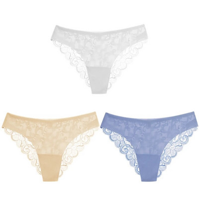 TrowBridge 3 DB női bugyi szett édes csipke fehérnemű puha selyem szatén fehérnemű francia romantikus női alsónadrág női szexi bugyi