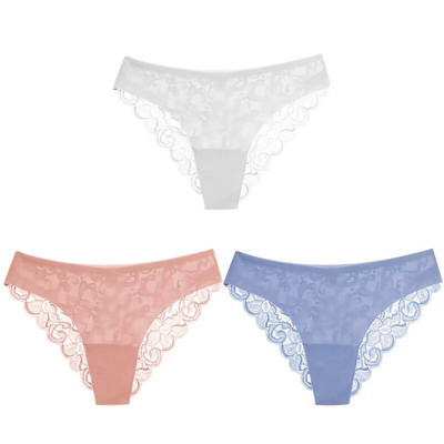 TrowBridge 3 DB női bugyi szett édes csipke fehérnemű puha selyem szatén fehérnemű francia romantikus női alsónadrág női szexi bugyi