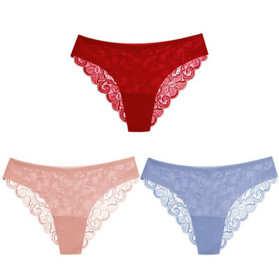 TrowBridge 3 DB női bugyi szett édes csipke fehérnemű puha selyem szatén fehérnemű francia romantikus női alsónadrág női szexi bugyi