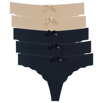 5 vnt. komplektas Moteriškos kelnaitės Apatiniai drabužiai Itin ploni viskozės besiūliai kelnaitės žemu juosmeniu moteriškas apatinis trikotažas Vienspalviai G-String stringai