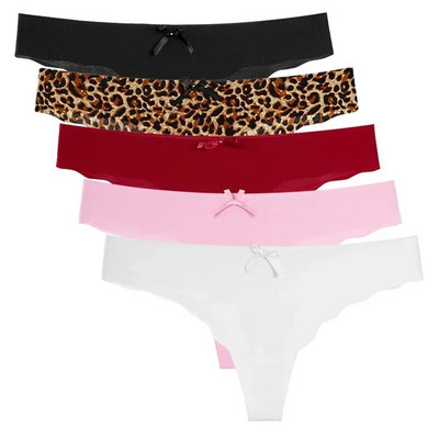 5 vnt. komplektas Moteriškos kelnaitės Apatiniai drabužiai Itin ploni viskozės besiūliai kelnaitės žemu juosmeniu moteriškas apatinis trikotažas Vienspalviai G-String stringai