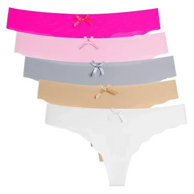 5 vnt. komplektas Moteriškos kelnaitės Apatiniai drabužiai Itin ploni viskozės besiūliai kelnaitės žemu juosmeniu moteriškas apatinis trikotažas Vienspalviai G-String stringai