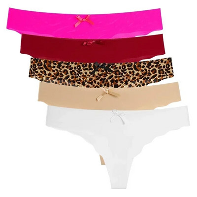 5 vnt. komplektas Moteriškos kelnaitės Apatiniai drabužiai Itin ploni viskozės besiūliai kelnaitės žemu juosmeniu moteriškas apatinis trikotažas Vienspalviai G-String stringai