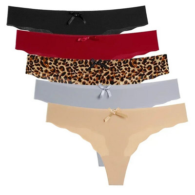 5 vnt. komplektas Moteriškos kelnaitės Apatiniai drabužiai Itin ploni viskozės besiūliai kelnaitės žemu juosmeniu moteriškas apatinis trikotažas Vienspalviai G-String stringai