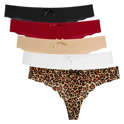 5 vnt. komplektas Moteriškos kelnaitės Apatiniai drabužiai Itin ploni viskozės besiūliai kelnaitės žemu juosmeniu moteriškas apatinis trikotažas Vienspalviai G-String stringai