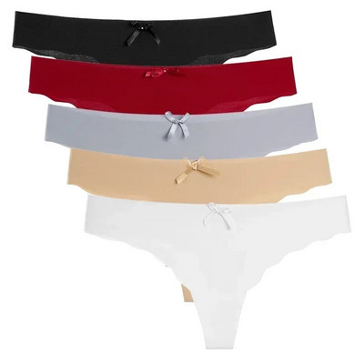 5 vnt. komplektas Moteriškos kelnaitės Apatiniai drabužiai Itin ploni viskozės besiūliai kelnaitės žemu juosmeniu moteriškas apatinis trikotažas Vienspalviai G-String stringai