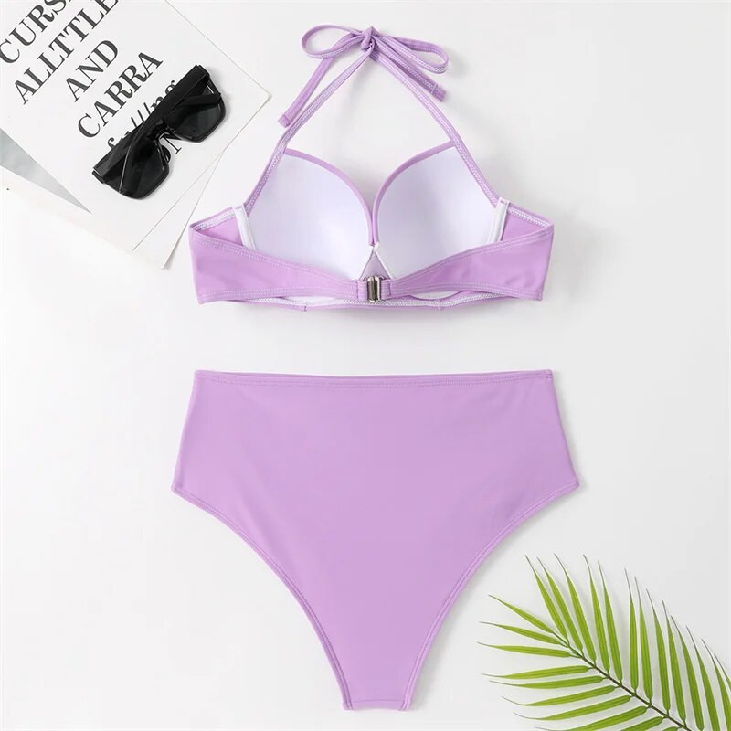 Καλοκαιρινό σετ μπικίνι ψηλόμεσο Γυναικείο γυναικείο μαγιό με λουράκια