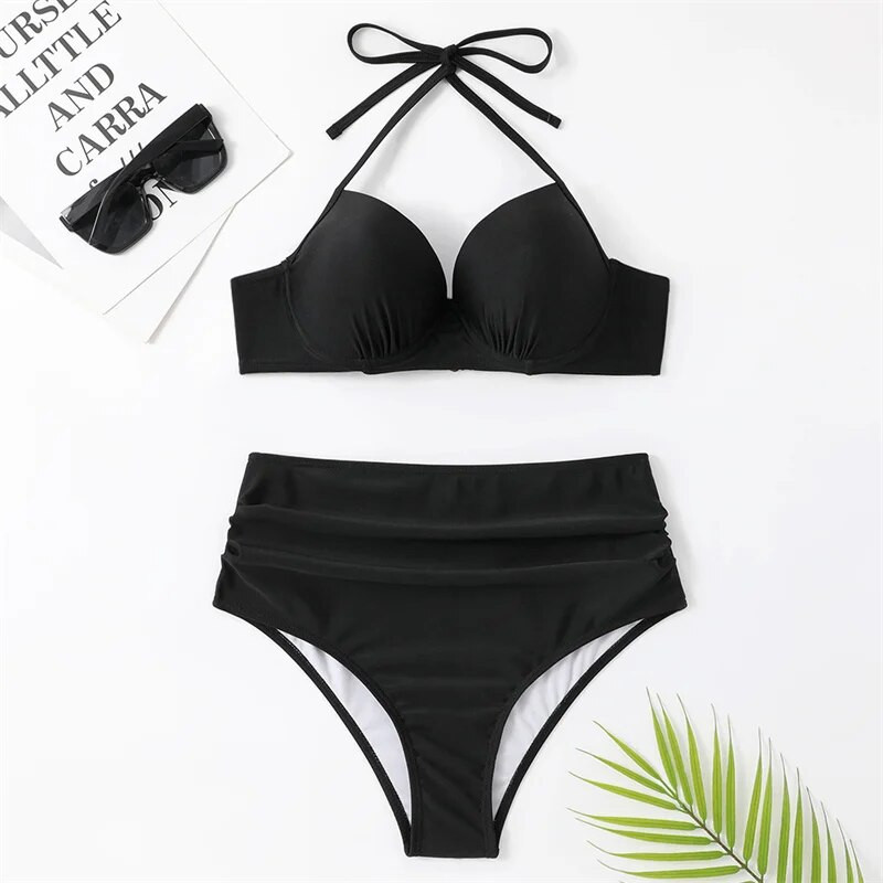 Καλοκαιρινό σετ μπικίνι ψηλόμεσο Γυναικείο γυναικείο μαγιό με λουράκια