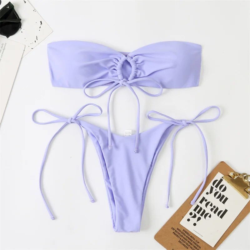 Ženski komplet bikinija s niskim strukom, seksi kupaći kostim s trokutastim zavojima, ženski dvodijelni kupaći kostim za odmor na plaži