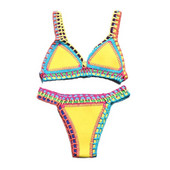 Bikini croșetat 2022, tricot manual, mozaic, reversibil, 2 piese, costum de baie brazilian, costum de baie, 2 piese