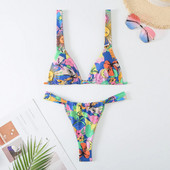 Prekrasan bikini set s cvjetnim printom Ženski dvodijelni kupaći kostim niskog struka 2024. Seksi kupaći kostim s tangama Ljetni kupaći kostim za odmor na plaži Novo
