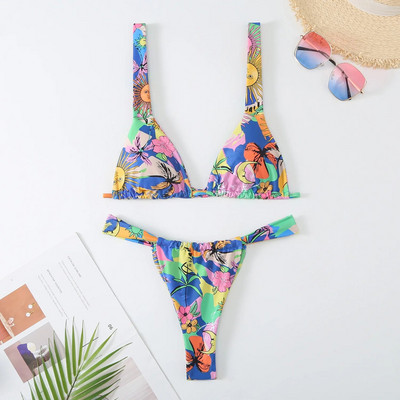 Prekrasan bikini set s cvjetnim printom Ženski dvodijelni kupaći kostim niskog struka 2024. Seksi kupaći kostim s tangama Ljetni kupaći kostim za odmor na plaži Novo