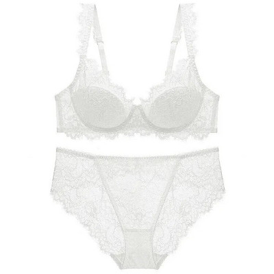 Francia szexi női fehérnemű szett vékony pamut, légáteresztő, kényelmes, összegyűjtött csipke melltartó melltartó