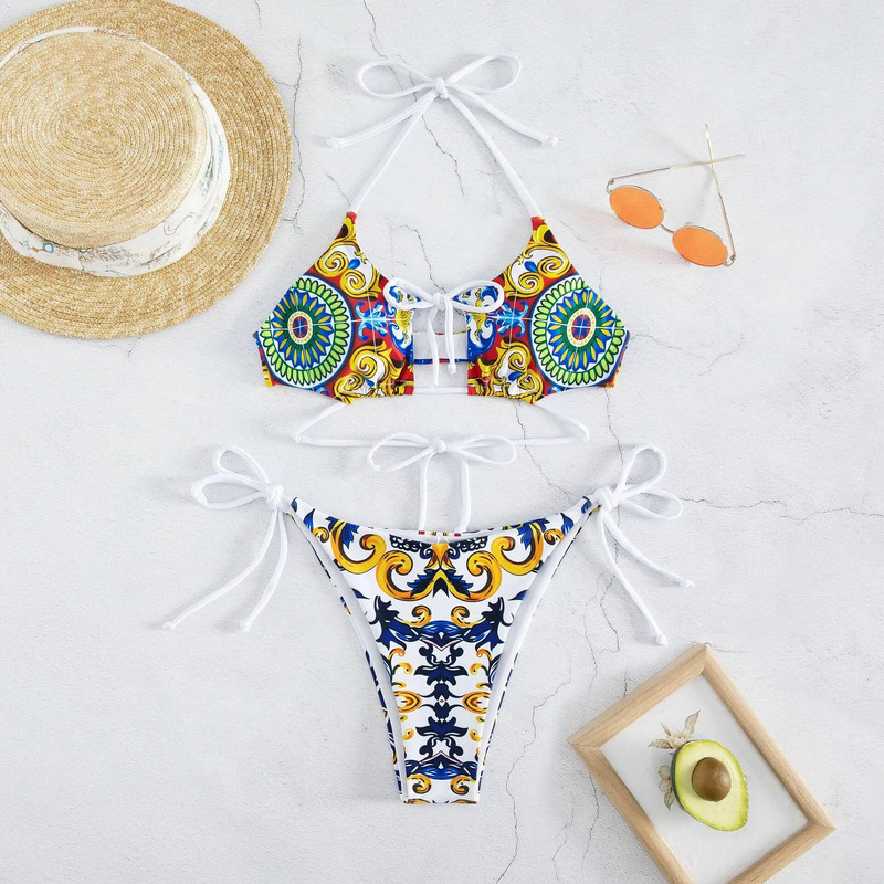 2023. Novi seksi halter bikini Push Up Biquini Bandage kupaći kostim Ženski trikini kupaći kostim s printom Mujer Biquine Brasileiro