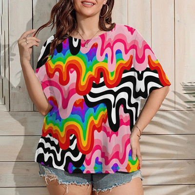 Ženska majica velikih veličina 2023. Zabavna ženska odjeća s printom grafita, modna ljetna majica kratkih rukava, ležerna majica s O-izrezom, ženski pulover