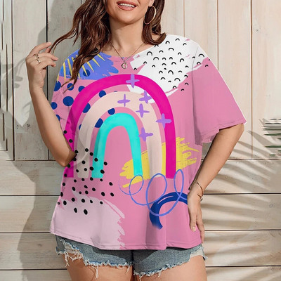 Ženska majica velikih veličina 2023. Zabavna ženska odjeća s printom grafita, modna ljetna majica kratkih rukava, ležerna majica s O-izrezom, ženski pulover