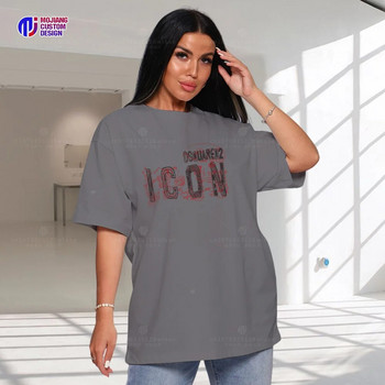 Γυναικείο μπλουζάκι DSQ2 Plus Size Καλοκαιρινό 100 Βαμβακερό T-Shirt Αθλητικό Γυναικείο T-Shirt υψηλής ποιότητας
