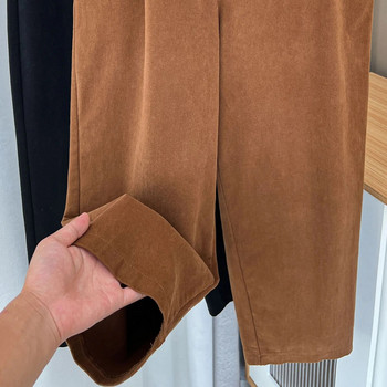 Есенни 100 кг прост дизайн Изпрани памучни харем панталони с висока талия Плюс размер Ежедневни дамски долнища с дължина до глезена