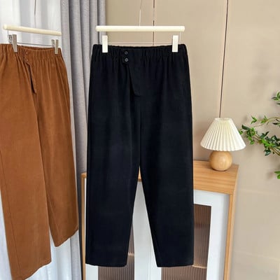 Rudens 100 kg Paprasto dizaino aukštu juosmeniu skalbtos medvilninės haremo kelnės plius dydžio moteriškos laisvalaikio apačios iki kulkšnies