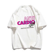 Anti Cardio Club Majica s kratkim rukavima za teretanu Ženska odjeća velikih veličina Životne izreke Pamučna majica s slovom Ženska/muška odjeća Odjeća za vježbanje Fitness