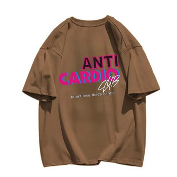 Anti Cardio Club T Shirt Gym Plus Size Γυναικεία Ρούχα Ζωή Ρήσεις Επιστολή Βαμβακερό μπλουζάκι Γυναικεία/Ανδρικά ρούχα Άσκηση Ρούχα γυμναστικής