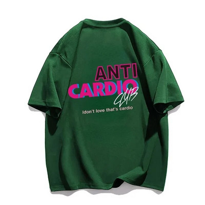Anti Cardio Club Majica s kratkim rukavima za teretanu Ženska odjeća velikih veličina Životne izreke Pamučna majica s slovom Ženska/muška odjeća Odjeća za vježbanje Fitness