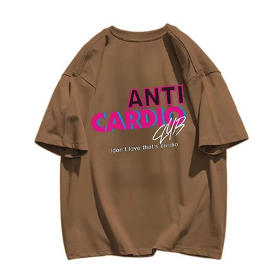 Anti Cardio Club Majica s kratkim rukavima za teretanu Ženska odjeća velikih veličina Životne izreke Pamučna majica s slovom Ženska/muška odjeća Odjeća za vježbanje Fitness