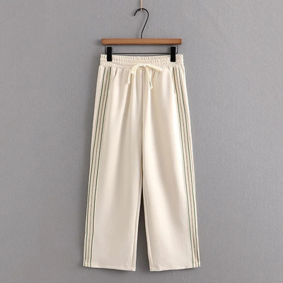 Nagy méretű, széles szárú nadrág Női Ruházat Elasztikus Jég Hasított Jacquard Egyenes Alsó Hajlított Boka Hosszúságú Nadrágok 2023. nyár