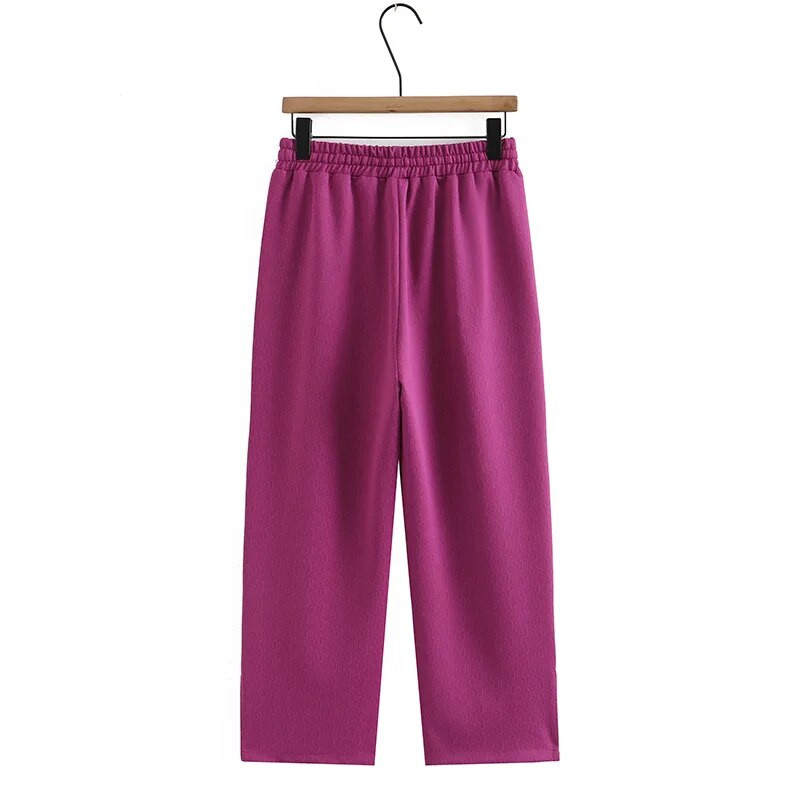 Nagy méretű, széles szárú nadrág Női Ruházat Elasztikus Jég Hasított Jacquard Egyenes Alsó Hajlított Boka Hosszúságú Nadrágok 2023. nyár