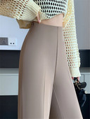 Magas derekú khaki öltöny, széles lábú női teljes nadrág tavaszi nyár női elegáns minimalizmus, egyenes bő nadrág 2023 új