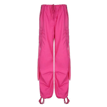Ροζ παντελόνι Cargo 2024 Καλοκαίρι Νέο υπερμεγέθη παντελόνι με κορδέλα με κορδέλα Χαμηλή ανάβαση Chic Capris Casual Streetwear Γυναικεία νέα παντελόνια