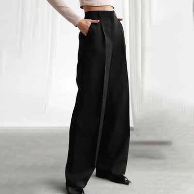 Άνοιξη 2023 Γυναικείο πράσινο ψηλόμεσο παντελόνι με φαρδύ γυναικείο κοστούμι Παντελόνι φαρδύ casual μακρύ παντελόνι