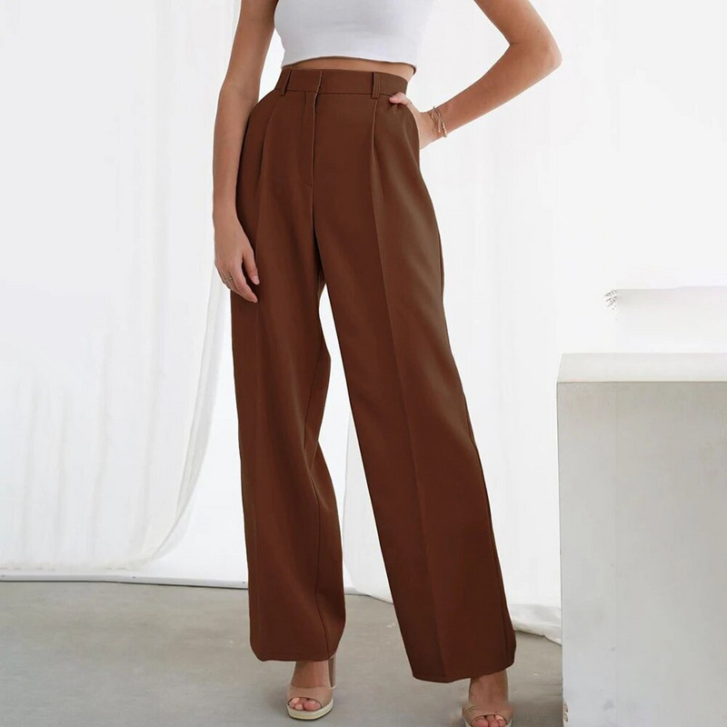 Άνοιξη 2023 Γυναικείο πράσινο ψηλόμεσο παντελόνι με φαρδύ γυναικείο κοστούμι Παντελόνι φαρδύ casual μακρύ παντελόνι