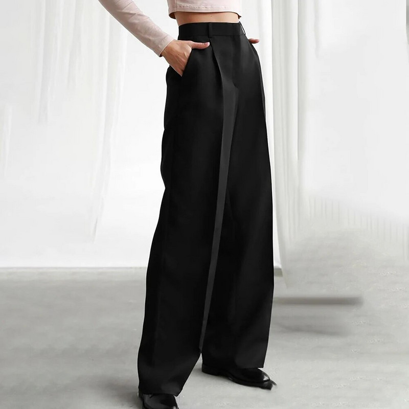 Άνοιξη 2023 Γυναικείο πράσινο ψηλόμεσο παντελόνι με φαρδύ γυναικείο κοστούμι Παντελόνι φαρδύ casual μακρύ παντελόνι