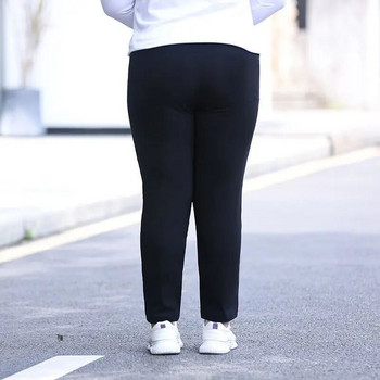 Μαύρο ευέλικτο κορδόνι ελαστικό παντελόνι μέσης Καλοκαιρινές λεπτές casual τσέπες Plus μέγεθος Ρούχα Γυναικεία ίσια παντελόνια 8XL