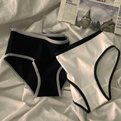 Lenjerie de corp simplă pentru fete, talie mijlocie, japoneza, negru, alb, slip pentru femei, sport, stil cool, chiloți fără urme, lenjerie fără sudură