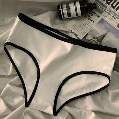 Lenjerie de corp simplă pentru fete, talie mijlocie, japoneza, negru, alb, slip pentru femei, sport, stil cool, chiloți fără urme, lenjerie fără sudură